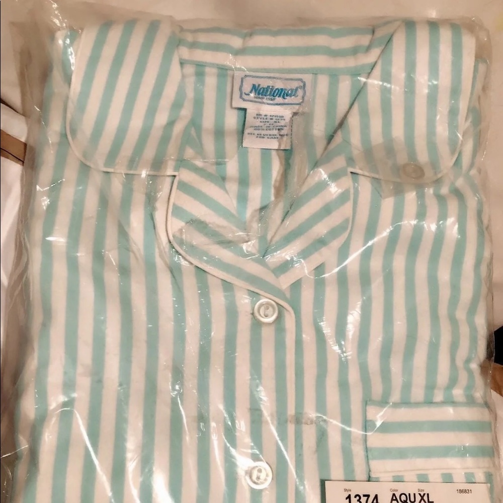 New in package white/aqua flannel pajamas.xl